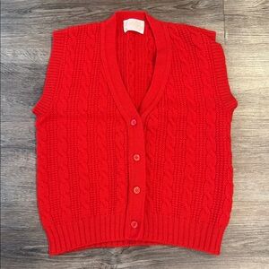 Vintage Pendleton Wool Red Cable Knit 1970’s Sweater Vest Size S